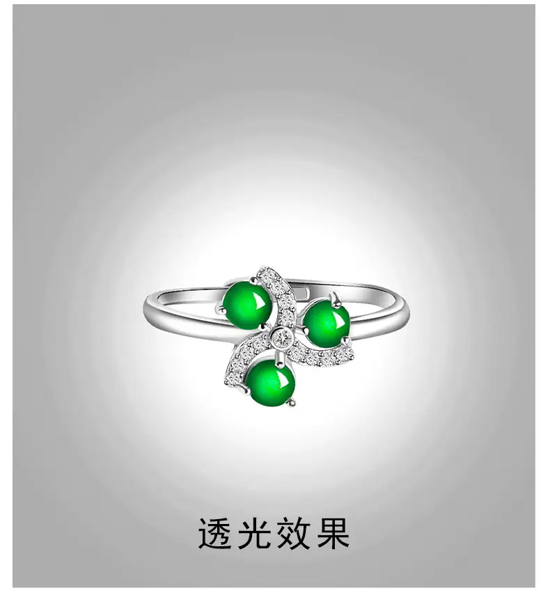 Natural Jade Ink Jade Ring S925 Silver Adjustable — feature 3