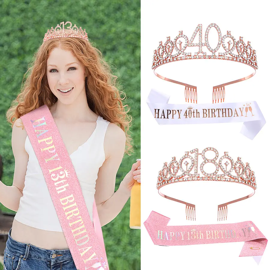 Crystal Crown Party Belt for Girls Birthday Queen — feature 6