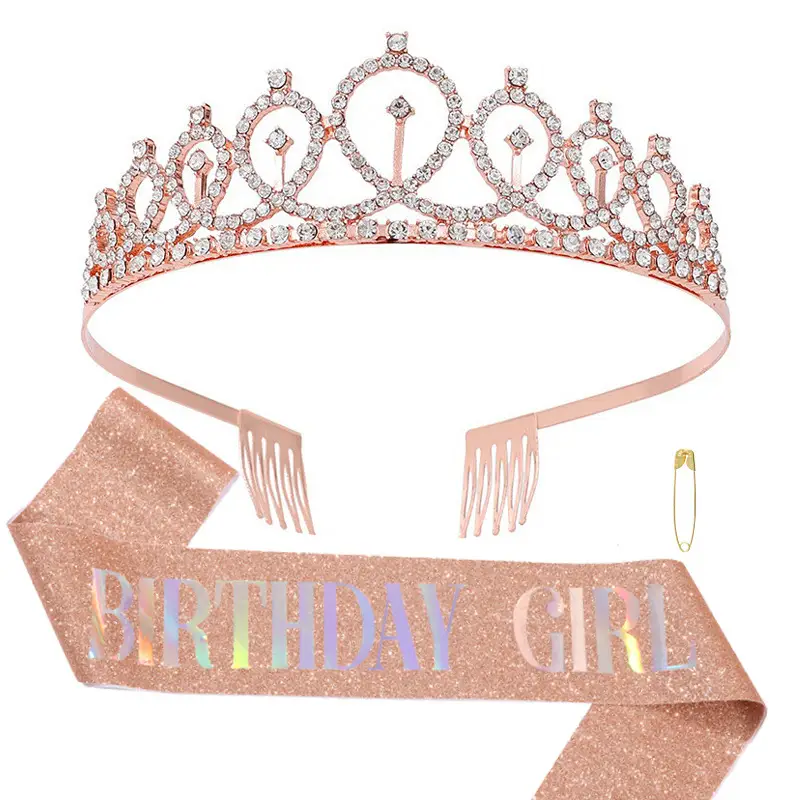 Crystal Crown Party Belt for Girls Birthday Queen - Image 2