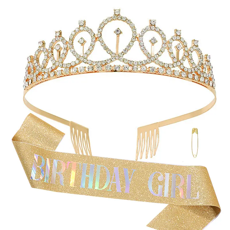 Crystal Crown Party Belt for Girls Birthday Queen - Image 3
