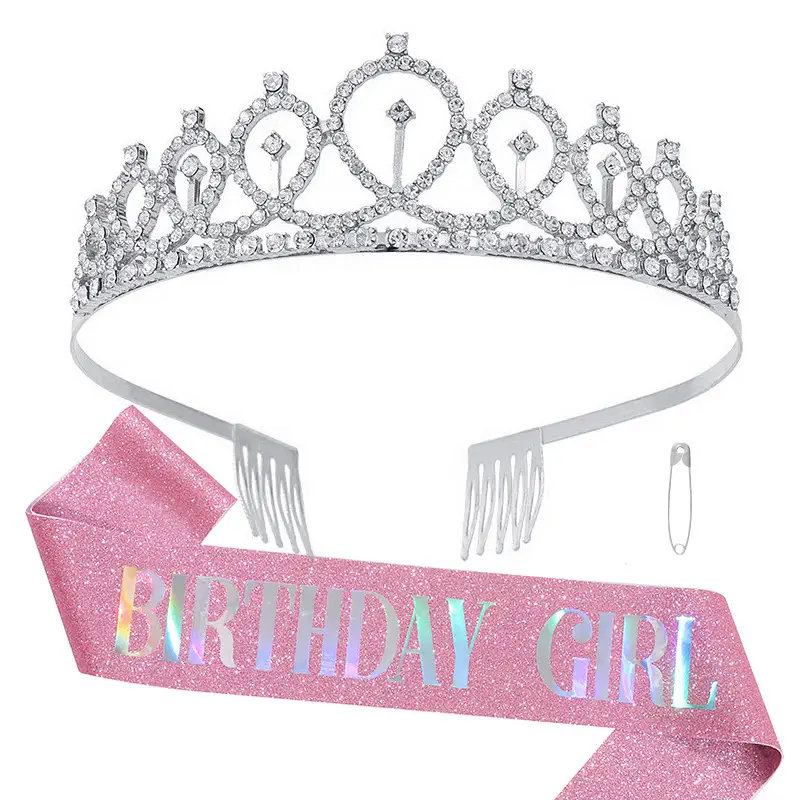 Crystal Crown Party Belt for Girls Birthday Queen - Image 5