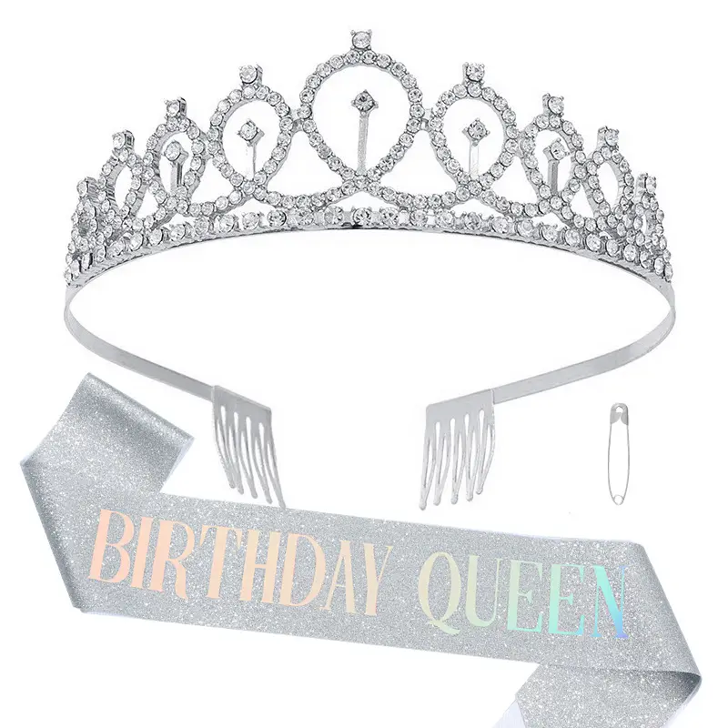 Crystal Crown Party Belt for Girls Birthday Queen - Image 8