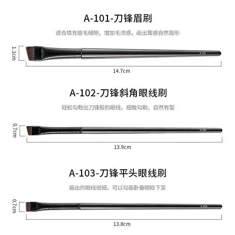 Eyeliner & Eyebrow Brush Set A102 A101 Flat Head - Image 11
