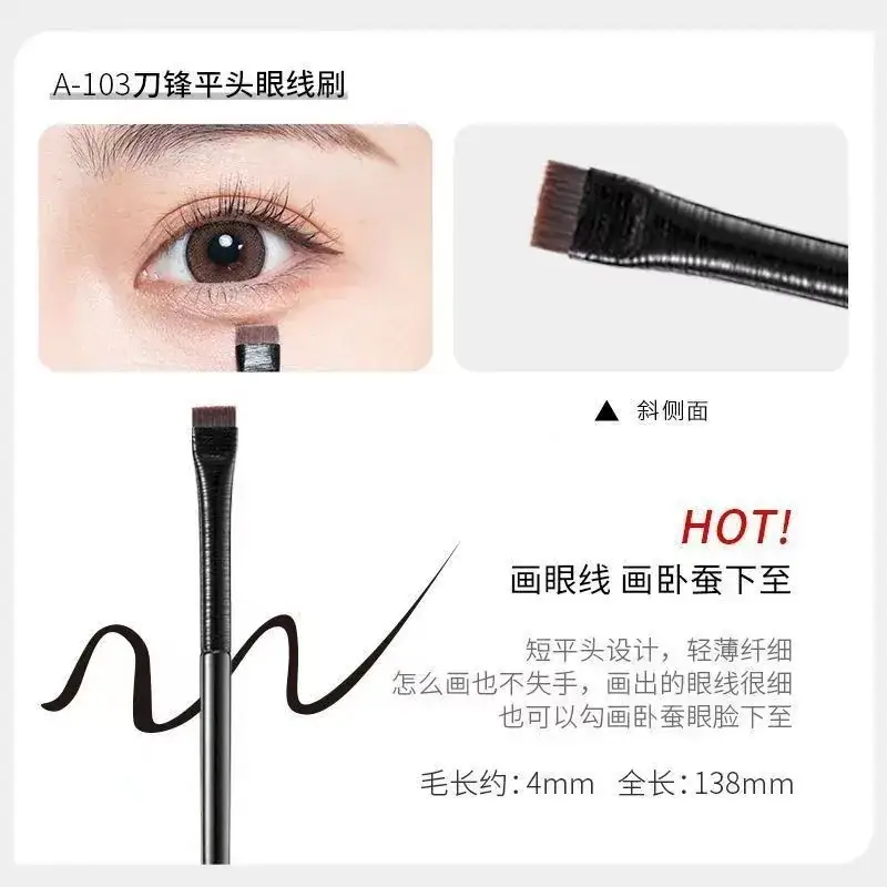 Eyeliner & Eyebrow Brush Set A102 A101 Flat Head - Image 3