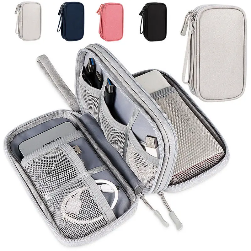 Pink Data Cable Storage Bag with USB Charging Port - Image 10