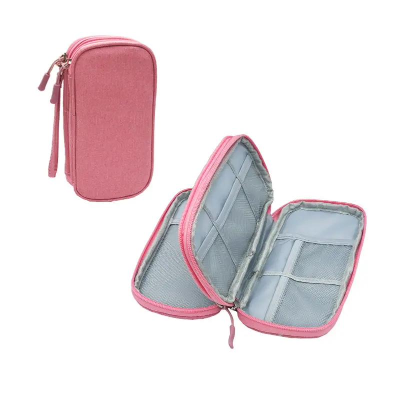 Pink Data Cable Storage Bag with USB Charging Port - Image 4