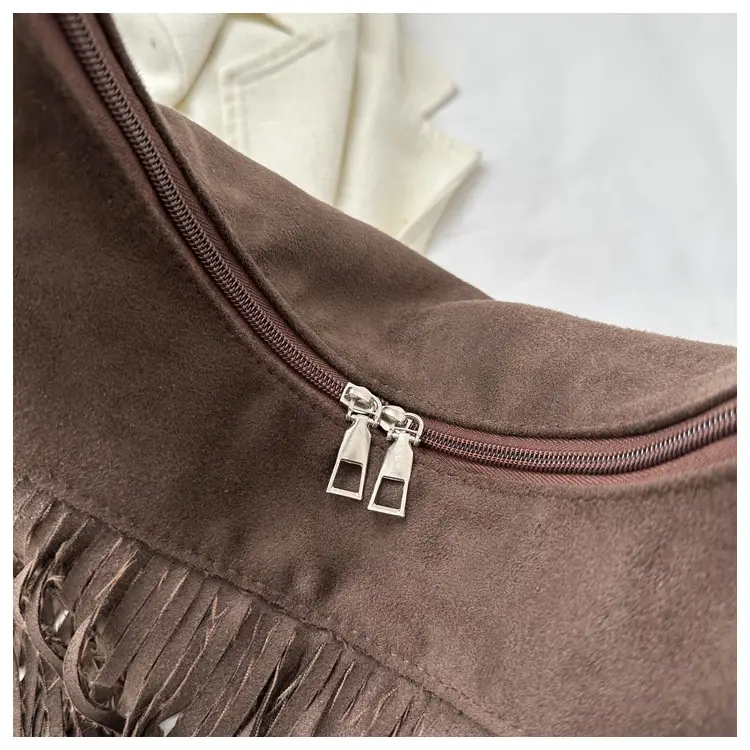 Tassel Crossbody Bag Women Winter Shoulder Bag Brown White — feature 17