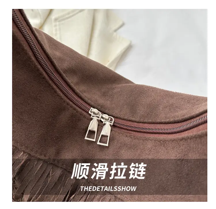 Tassel Crossbody Bag Women Winter Shoulder Bag Brown White — feature 6