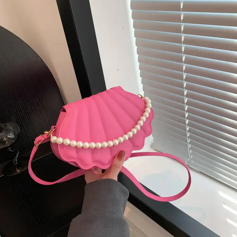 Women's Pink Pearl Shell Shoulder Bag 2024