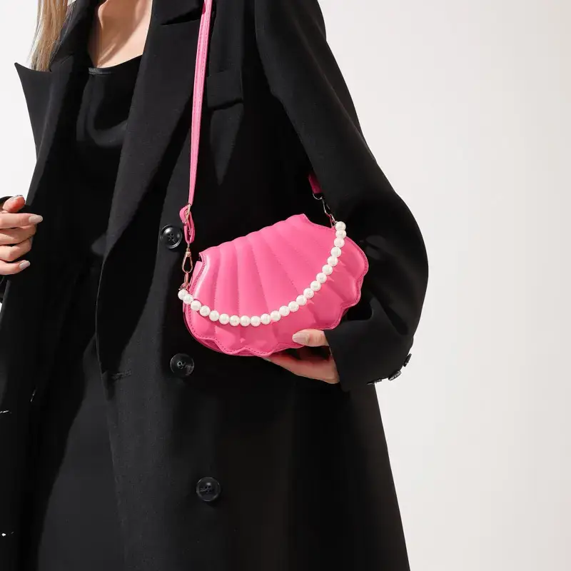 Women's Pink Pearl Shell Shoulder Bag 2024