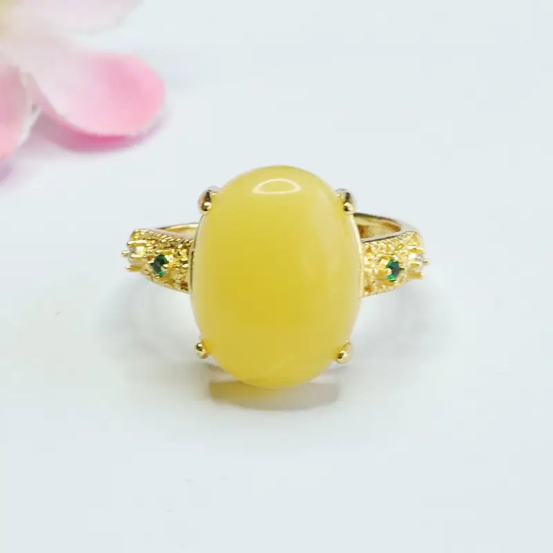 Guan Yu Natural Amber Three-Piece Set Gold Plated