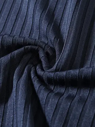 Men Blue Striped V Neck Polo Shirt Long Sleeve — feature 13