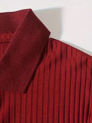 Men Blue Striped V Neck Polo Shirt Long Sleeve — feature 23