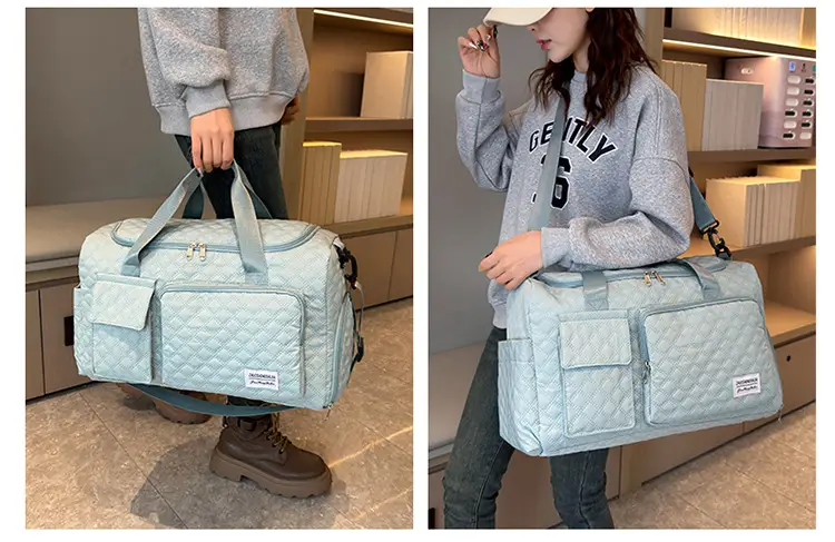 White Quilted Cross-Body Travel Bag Large Capacity — feature 22