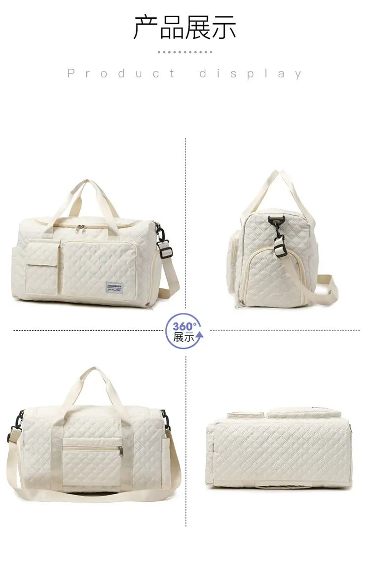 White Quilted Cross-Body Travel Bag Large Capacity — feature 32