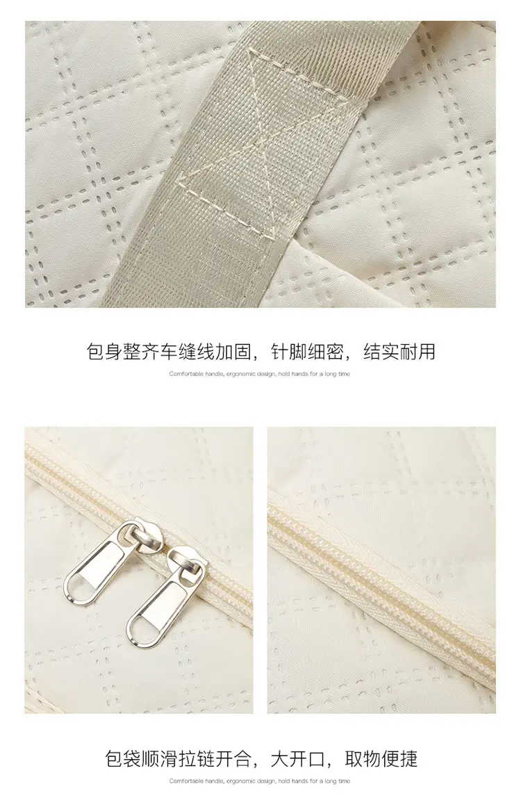 White Quilted Cross-Body Travel Bag Large Capacity — feature 34