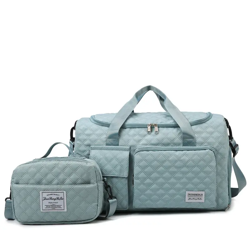 White Quilted Cross-Body Travel Bag Large Capacity - Image 3