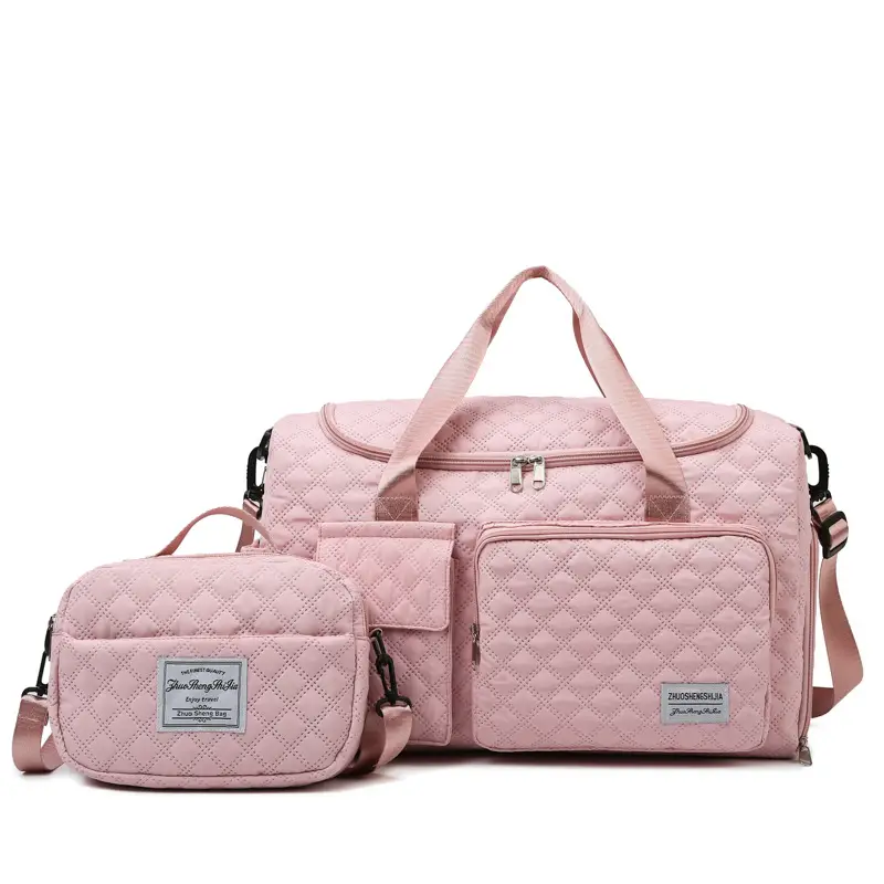 White Quilted Cross-Body Travel Bag Large Capacity - Image 4