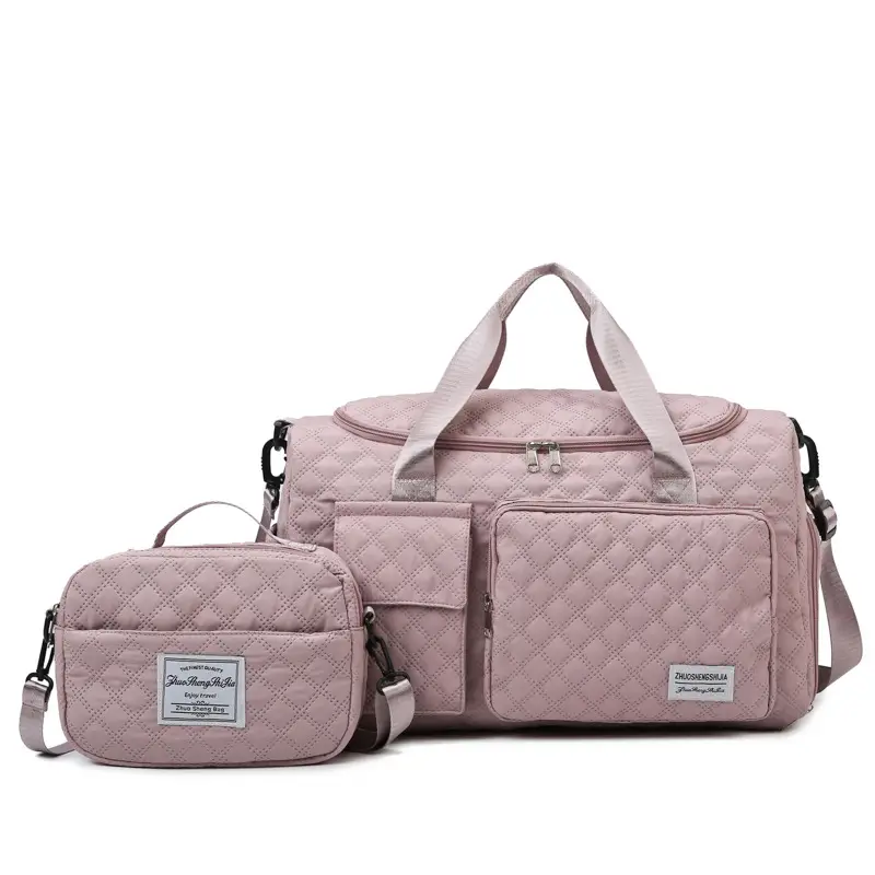White Quilted Cross-Body Travel Bag Large Capacity - Image 5