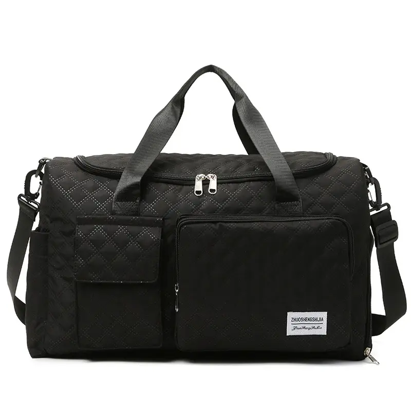 White Quilted Cross-Body Travel Bag Large Capacity - Image 7