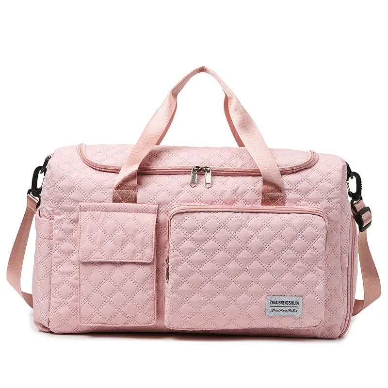 White Quilted Cross-Body Travel Bag Large Capacity - Image 8