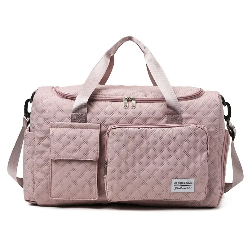 White Quilted Cross-Body Travel Bag Large Capacity - Image 9