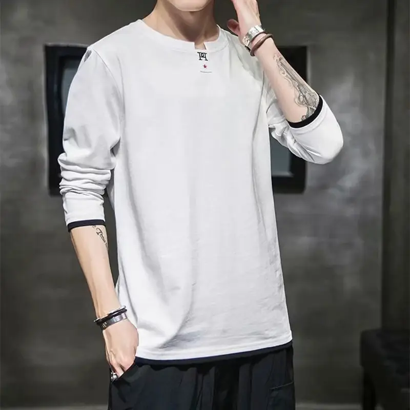 Men's 2024 Grey Long Sleeve T-Shirt Round Neck - Image 12