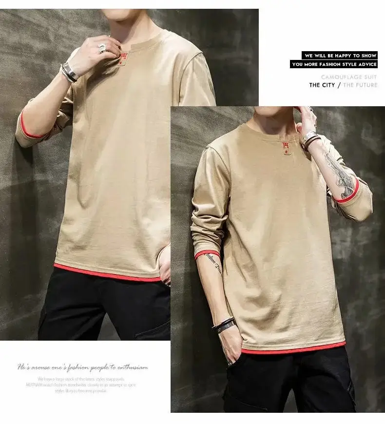 Men's 2024 Grey Long Sleeve T-Shirt Round Neck — feature 12