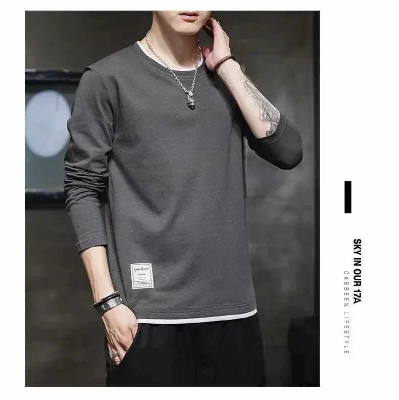 Men's 2024 Grey Long Sleeve T-Shirt Round Neck — feature 4