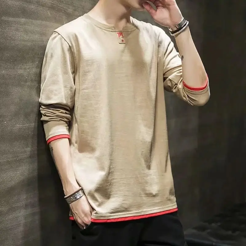 Men's 2024 Grey Long Sleeve T-Shirt Round Neck - Image 6