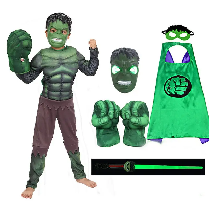Halloween Cosplay Costume Avengers Iron Man Captain America Hulk Children's Muscle Luminous Gear
