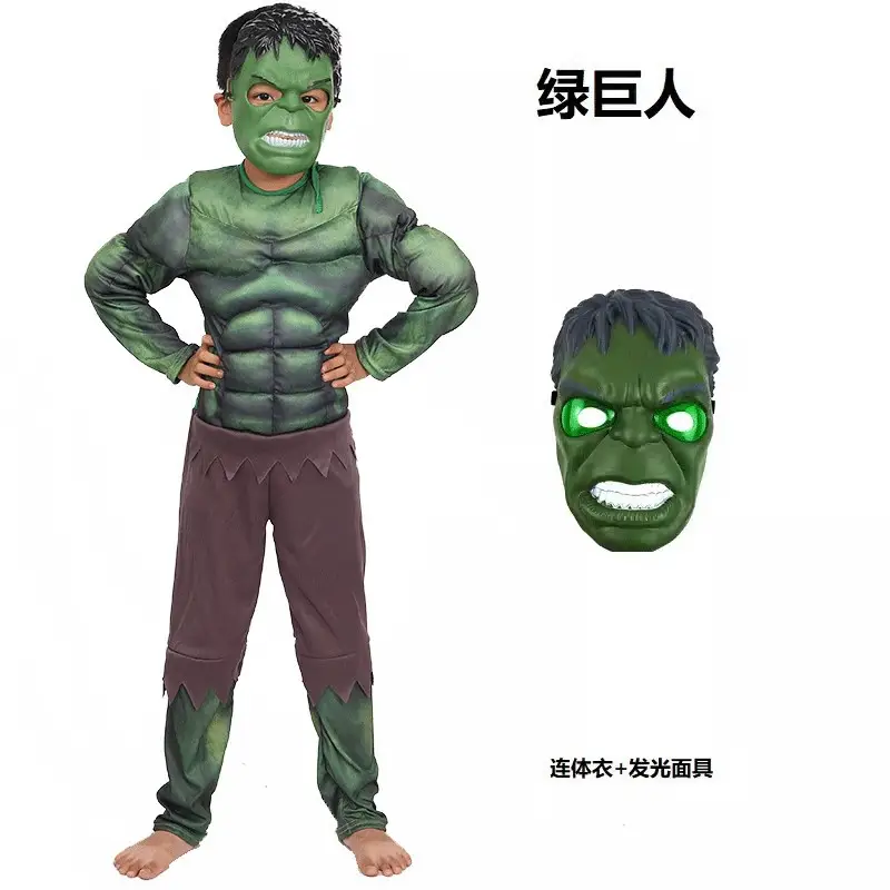 Halloween Cosplay Costume Avengers Iron Man Captain America Hulk Children's Muscle Luminous Gear