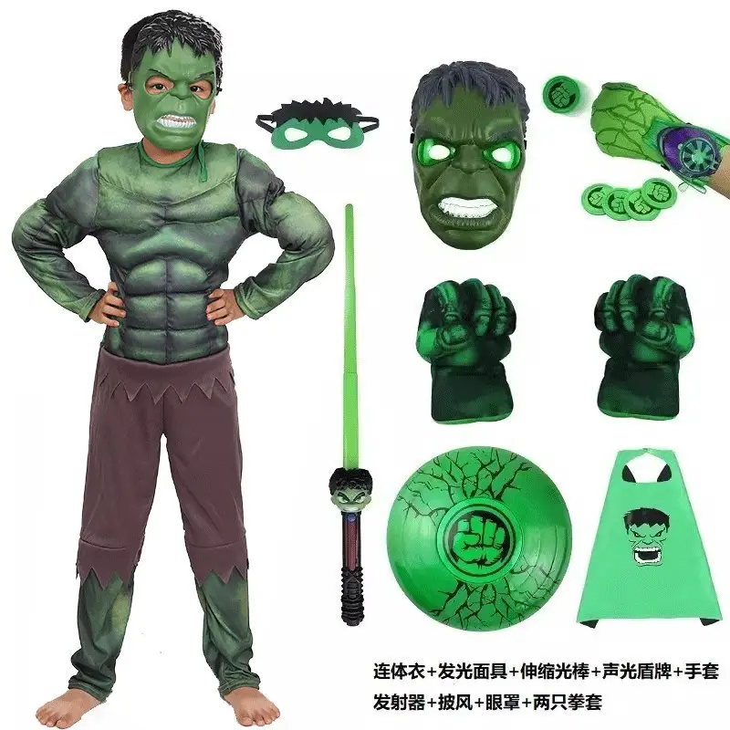Halloween Cosplay Costume Avengers Iron Man Captain America Hulk Children's Muscle Luminous Gear — feature 6