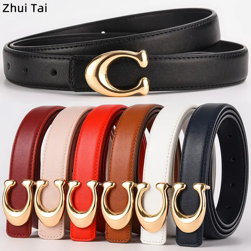 New Women's Leather Belt with Gold Buckle - Image 13