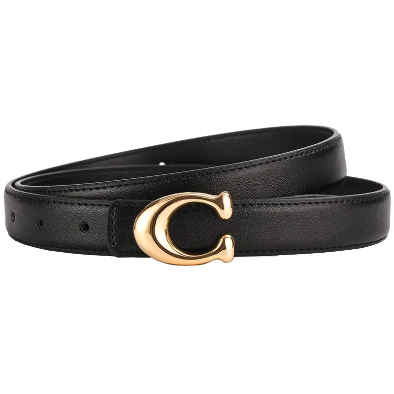 New Women's Leather Belt with Gold Buckle - Image 17