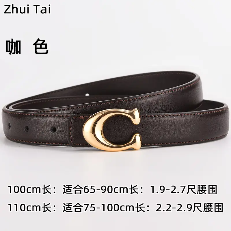 New Women's Leather Belt with Gold Buckle — feature 14