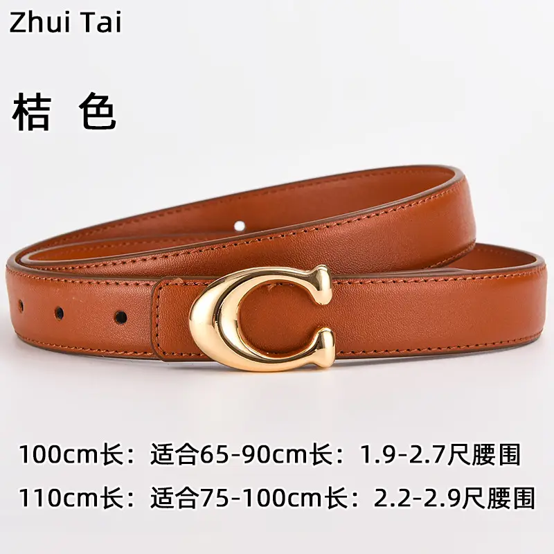 New Women's Leather Belt with Gold Buckle - Image 12