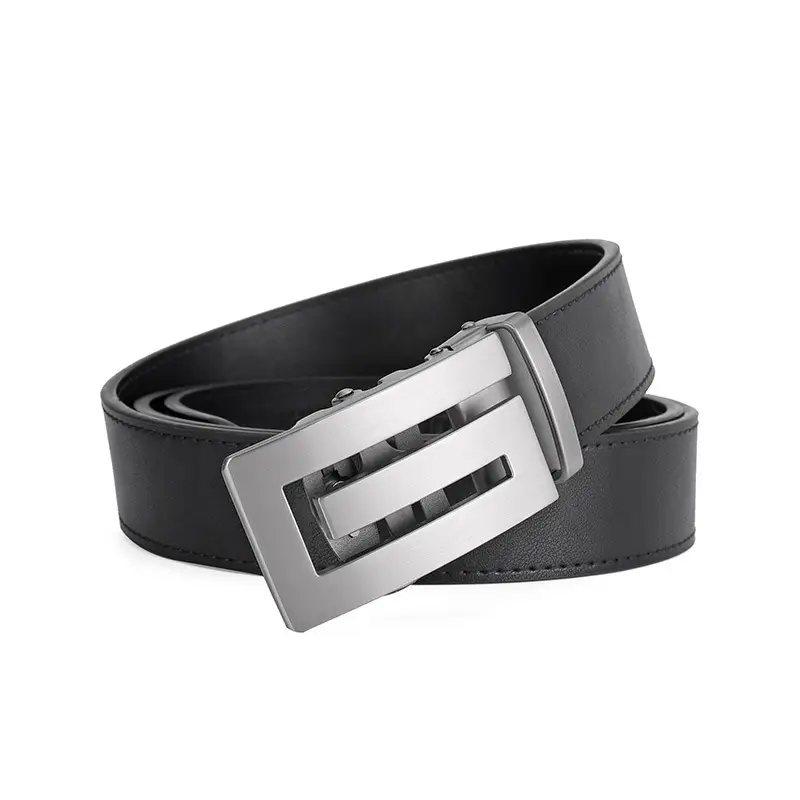 Men's Black Belt Automatic Buckle Genuine Cowhide
