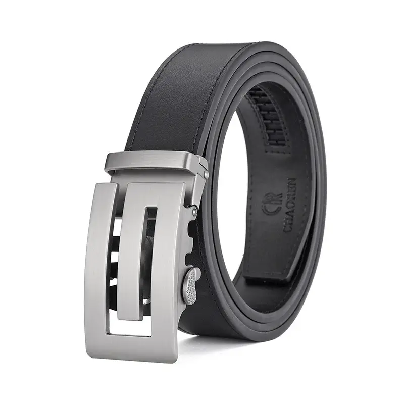 Men's Black Belt Automatic Buckle Genuine Cowhide — feature 5