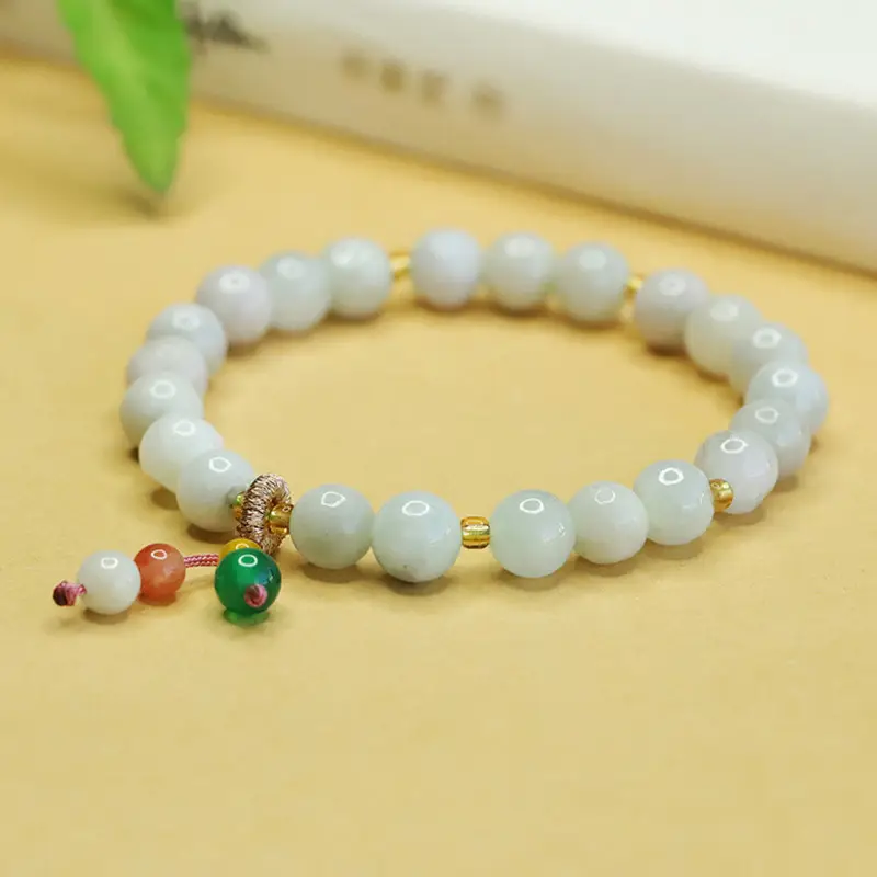 Natural Jade Bracelet with Green Pearl Drop - Image 3