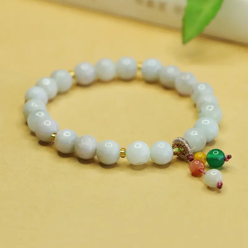 Natural Jade Bracelet with Green Pearl Drop - Image 4