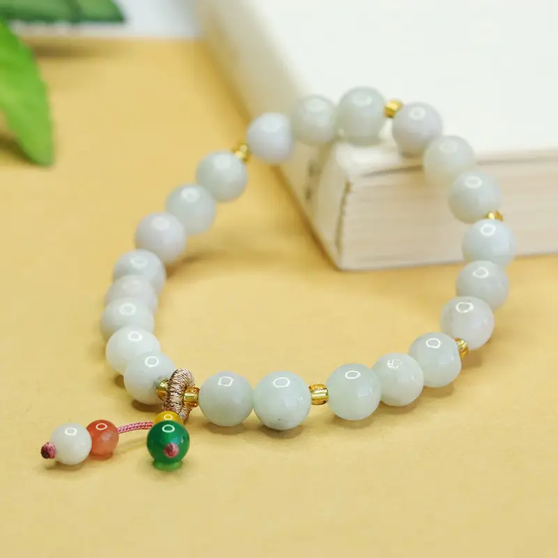 Natural Jade Bracelet with Green Pearl Drop - Image 5
