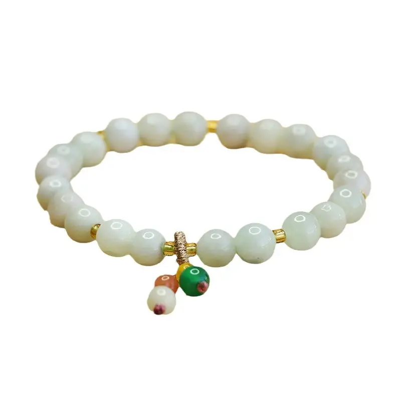 Natural Jade Bracelet with Green Pearl Drop - Image 6