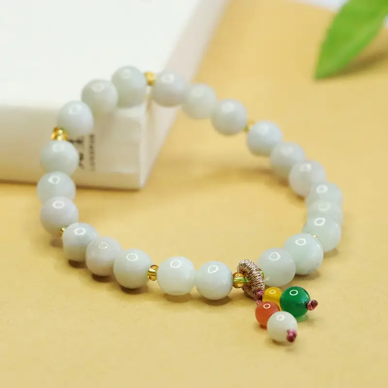 Natural Jade Bracelet with Green Pearl Drop — feature 11