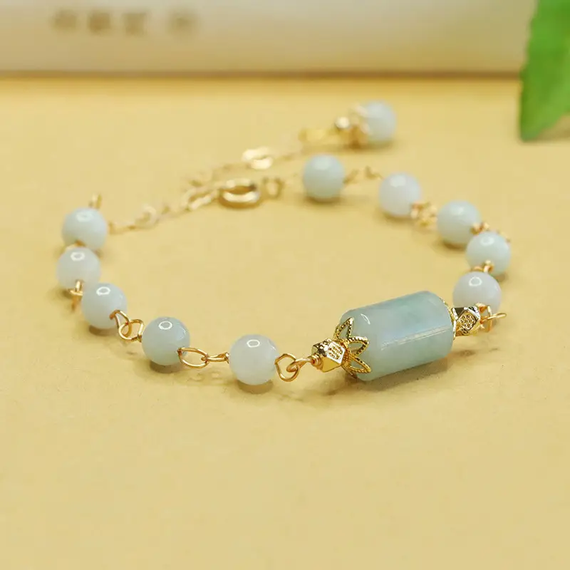 Jade Bracelet with Gold Plated Design