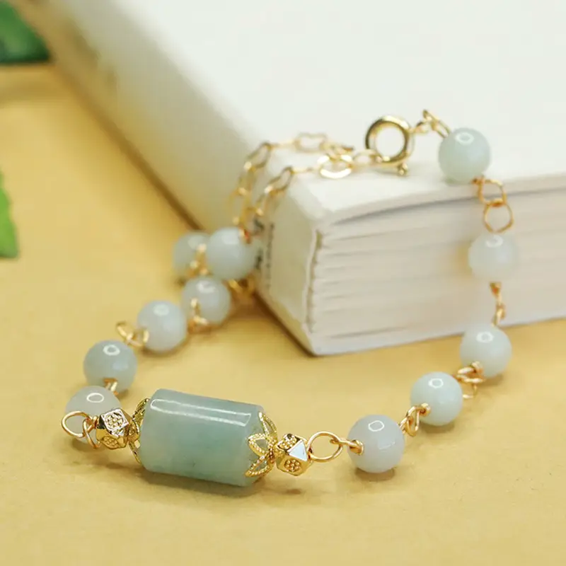 Jade Bracelet with Gold Plated Design