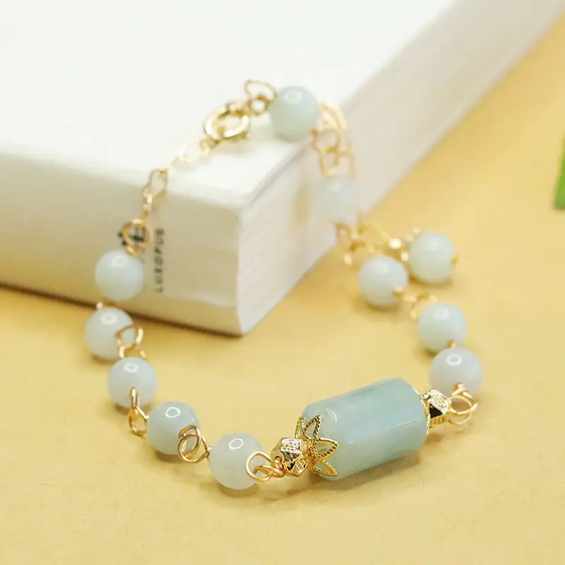 Jade Bracelet with Gold Plated Design