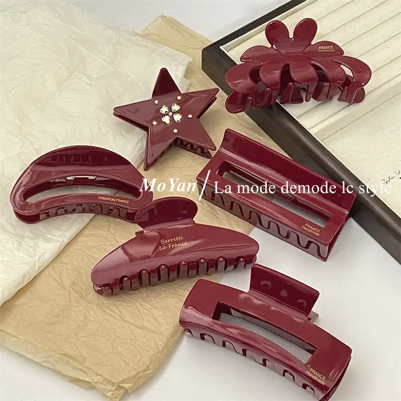 Red Acetate Hair Clips Set for Women — feature 13