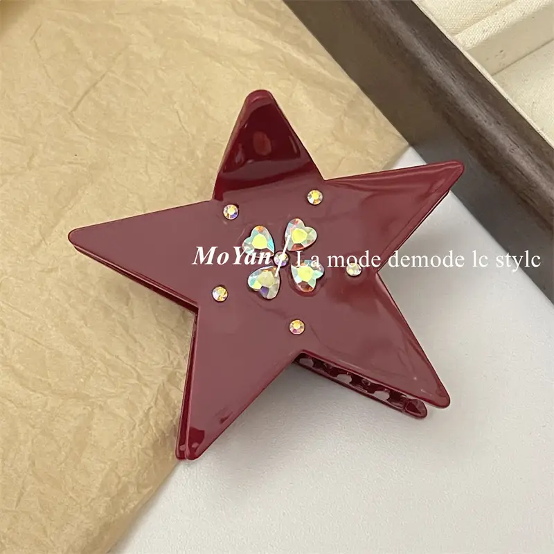 Red Acetate Hair Clips Set for Women — feature 7