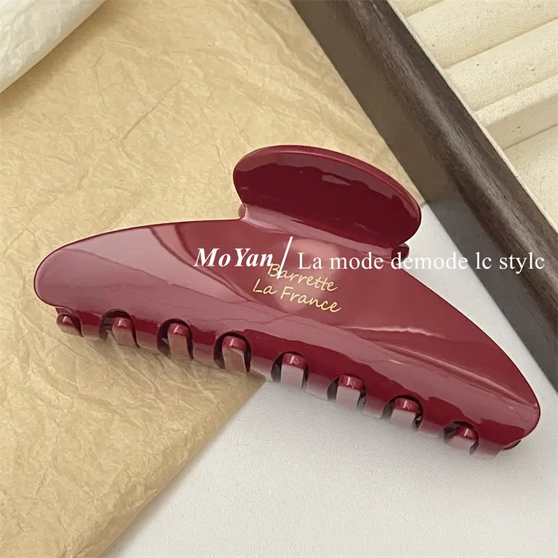 Red Acetate Hair Clips Set for Women